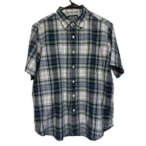 The New Ivy Brand Blue/Green Checker Plaid Button Down Shirt Size Large #4472